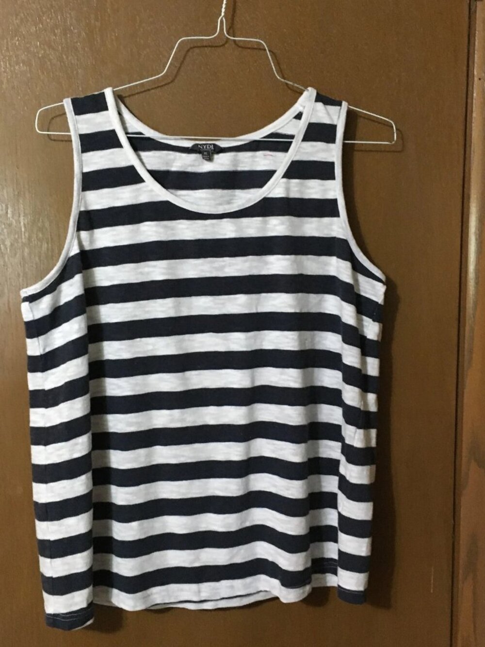 NYDJ Navy Blue And White Striped Sleeveless Tank Top-Size XL